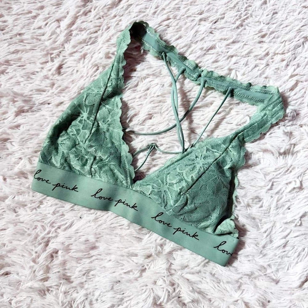 Victoria's Secret PINK Lace Delicate Feminine Preppy Racerback Bralette Women XS
